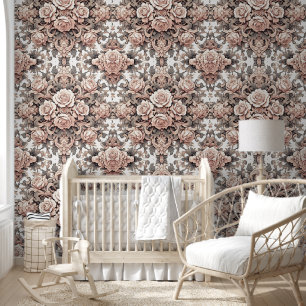 Blush Pink Floral Harmony Wallpaper