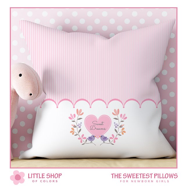 Blush Pink Floral Heart Monogram Nursery Cushion (Creator Uploaded)