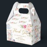 Blush Pink Floral High Tea Bridal Baby Shower  Favour Box<br><div class="desc">Featuring a pretty teapot, tea cups, scrumptious desserts, beautiful watercolor blush pink roses and dainty green and gold foliage. Personalise them with your details easily and quickly, simply press the customise it button to further re-arrange and format the style and placement of the text. Perfect for bridal shower, baby shower,...</div>