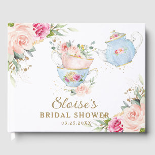 Blush Pink Floral High Tea Party Bridal Shower Guest Book