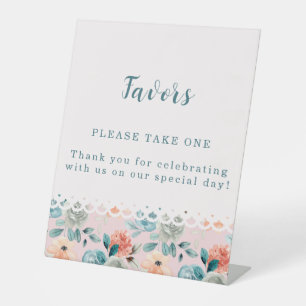 Blush Pink Floral Lace Elegant Wedding Calligraphy Pedestal Sign