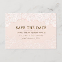Blush Pink Floral Lace Wedding Save the Date