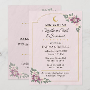 Blush Pink Floral Ladies Iftar Sisterhood Ramadan Invitation