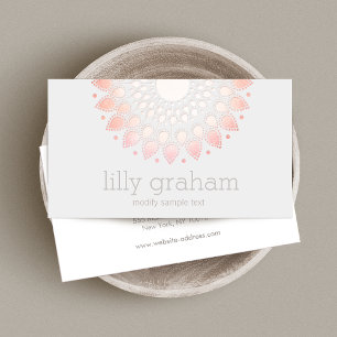 Blush Pink  Floral Lotus Mandala Business Card