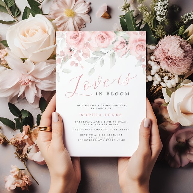 Blush Pink Floral Love is in Bloom Bridal Shower  Invitation (Creator Uploaded)
