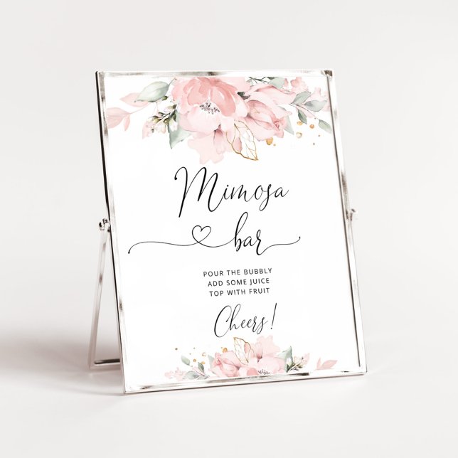 Blush pink floral Mimosa bar Poster (Creator Uploaded)