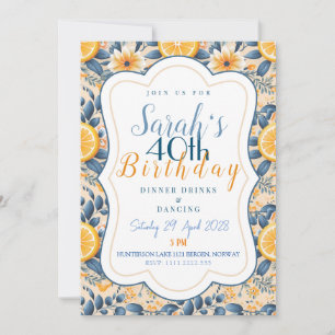Blush Pink Floral Modern Botanical Tile Invitation