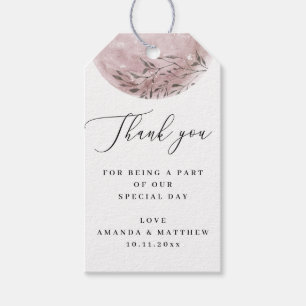 Blush Pink Floral Moon Elegant Wedding Thank You Gift Tags