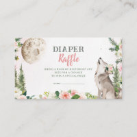 Blush Pink Floral Moon Forest Wolf Diaper Raffle