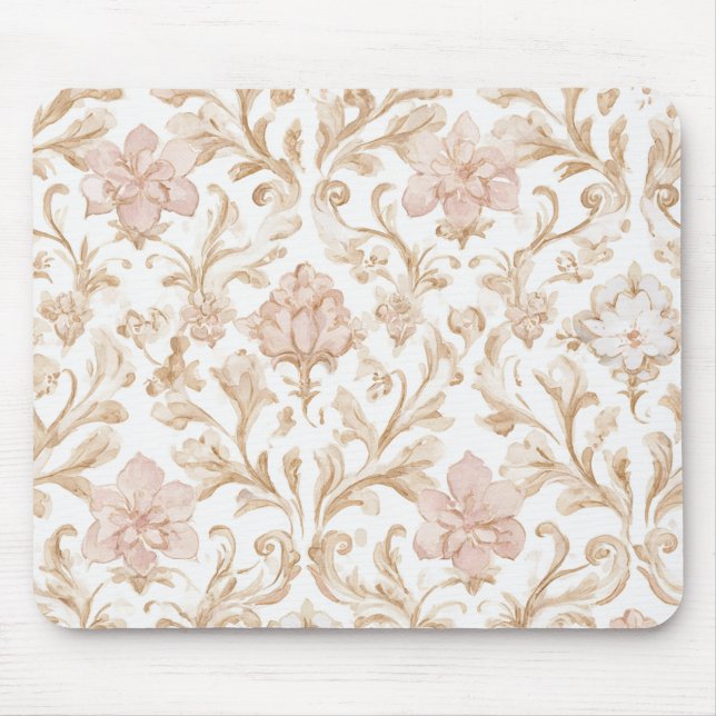 Blush Pink Floral Mouse Pad (Front)