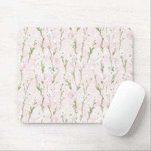 Blush Pink Floral Mouse Pad