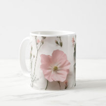 Blush Pink Floral Mug | Elegant Botanical Coffee C