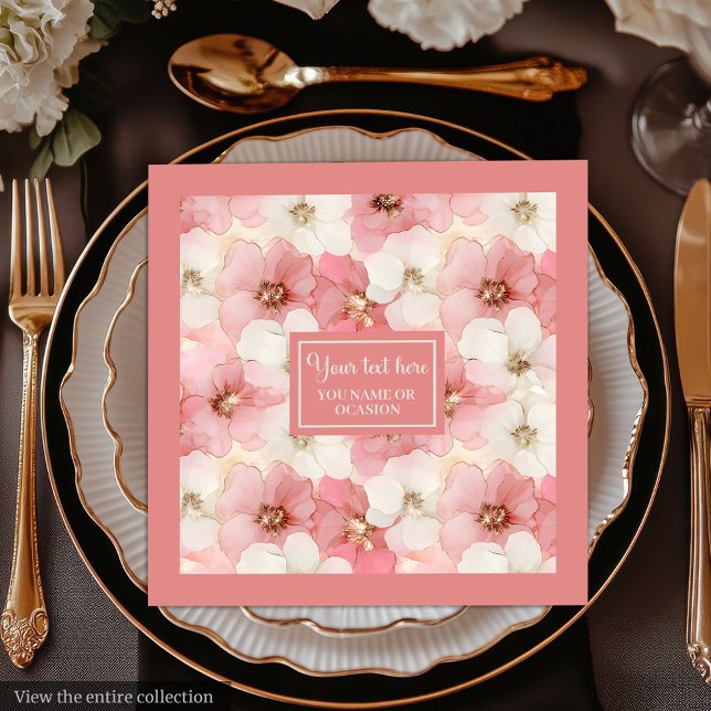 Blush Pink Floral Napkins Elegant Wedding Gift (Blush Pink Floral Napkins Elegant Wedding Gift Accent)