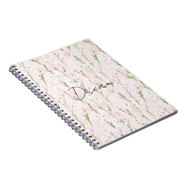 Blush Pink Floral  Notebook (Right Side)
