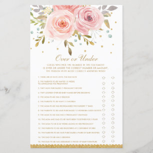 Blush Pink Floral Over or Under Baby Shower Game