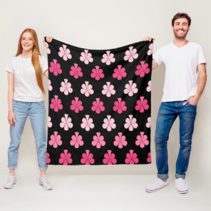 Blush Pink Floral Pattern Fleece Blanket