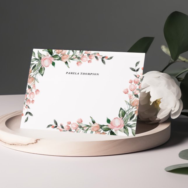 Blush Pink Floral Personalised Note Cards (Creator Uploaded)