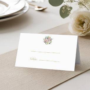 Blush Pink Floral Personalised Wedding Place Card