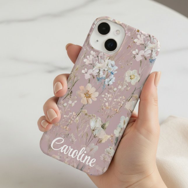Blush Pink Floral Personalized  iPhone Case (Creator Uploaded)