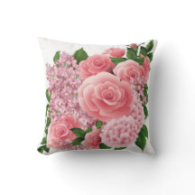 Blush Pink Floral Pillow | Throw Pillow 16x16 Inch
