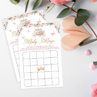 Blush Pink Floral Princess Baby Shower Bingo Game