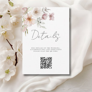 Blush Pink Floral QR Code Wedding Detail Enclosure