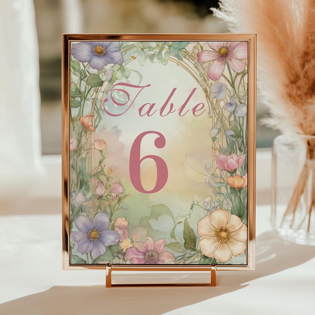 Blush Pink Floral Quinceanera Celebration Table Number (Creator Uploaded)