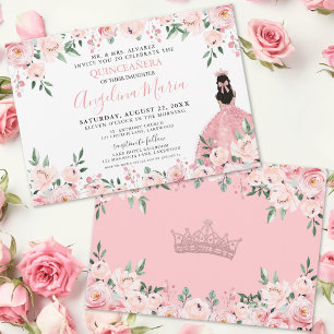 Blush Pink Floral Quinceanera Invitation