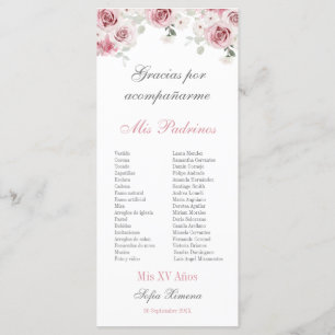 Blush Pink Floral Quinceañera Program