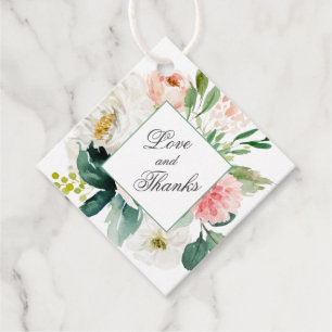Blush Pink Floral Quinceanera Thank You Favour Tags