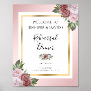 Blush Pink Floral Rehearsal Dinner Welcome Sign