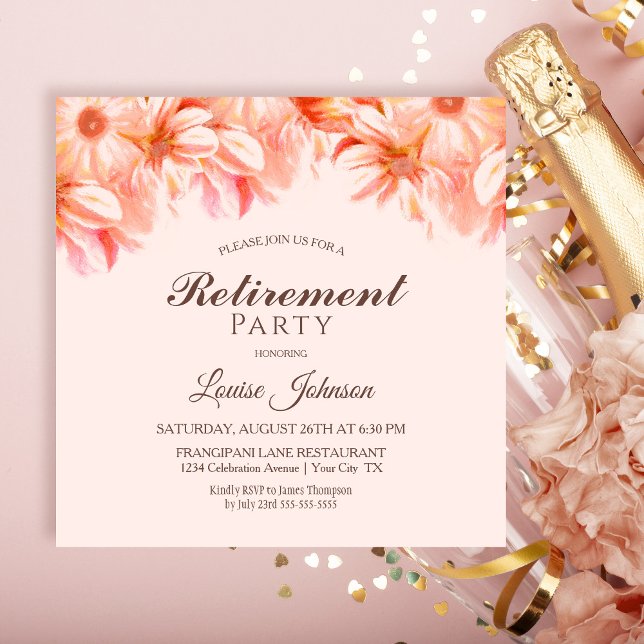 Blush Pink Floral Retirement Party Invitation (Creator Uploaded)