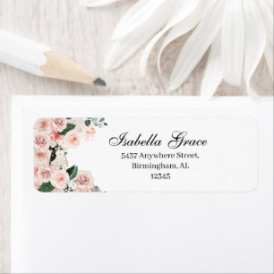 Blush Pink Floral Return Address Label