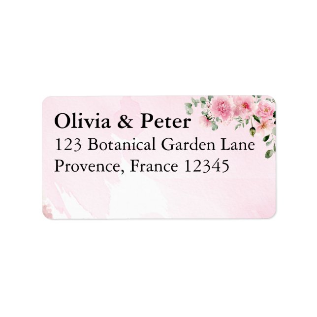 Blush Pink Floral Return Address Label (Front)