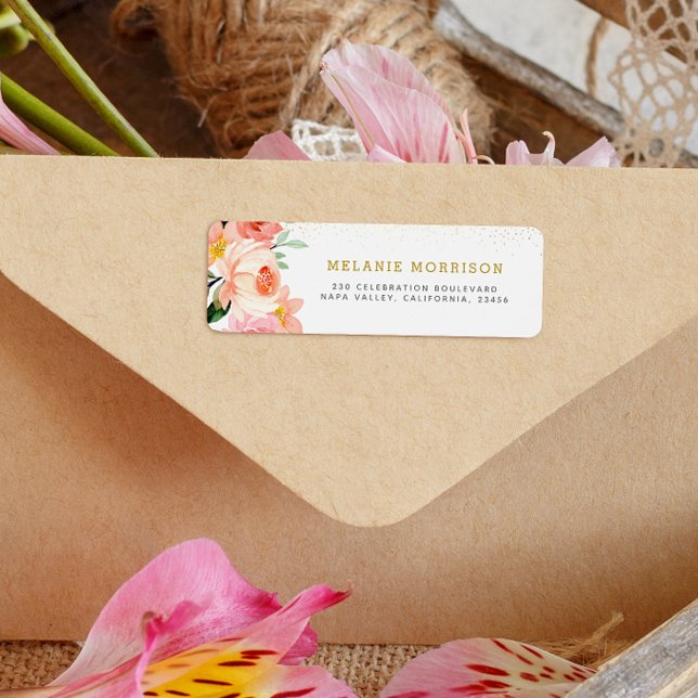 Blush Pink Floral Return Address Label (Return Address Label Mock-up)