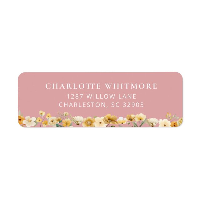 Blush Pink Floral Return Address Label (Front)
