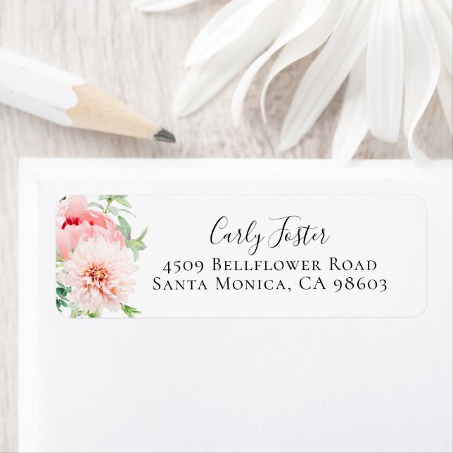 Blush Pink Floral Return Address Label (Insitu)