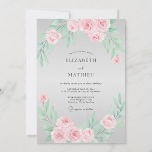 Blush Pink Floral Romance Wedding Invitation