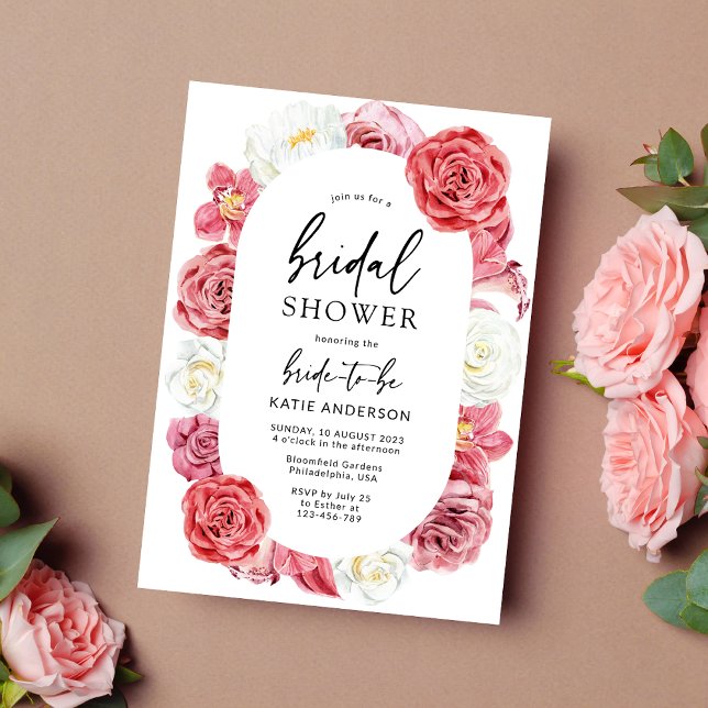 Blush Pink Floral Rose Bridal Shower Invitation (Creator Uploaded)