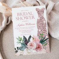 Blush Pink Floral Rose Gold Dress Bridal Shower