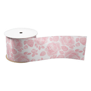 Blush Pink Floral Rose Wedding Satin Ribbon