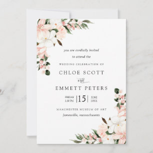 Blush Pink Floral Rustic Floral Wedding Invitation
