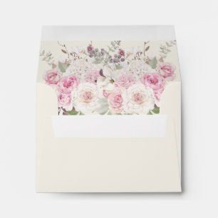 Blush Pink Floral Sage Green Cream Wedding Envelope