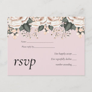 Blush Pink Floral Sage Wedding Budget Invitation Postcard