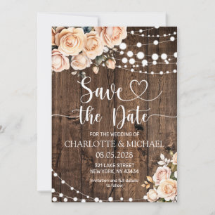 Blush Pink Floral Save the Date Wedding Invitation