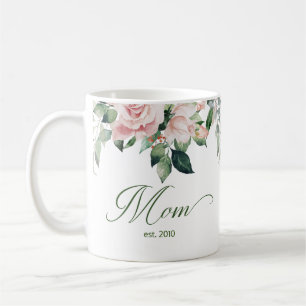 Blush Pink Floral Script Mum Coffee Mug