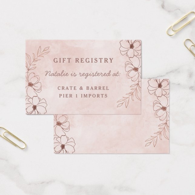 Blush Pink Floral Shower Gift Registry Insert Card (Office)