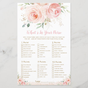 Blush Pink Floral Shower What's In Your Purse Game
