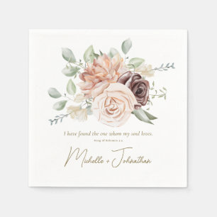 Blush Pink Floral Song of Solomon Bible Wedding Napkin