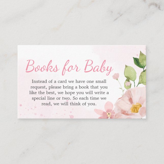 Blush Pink Floral Spring Books for Baby Enclosure Card (Front)